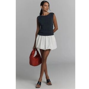 NWat Anthropologie Cap-sleeve Ruched Bubble Twofer Mini Dress Size M